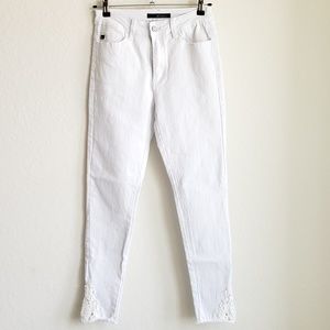 KanCan White Skinny Jeans with Lace high-rise